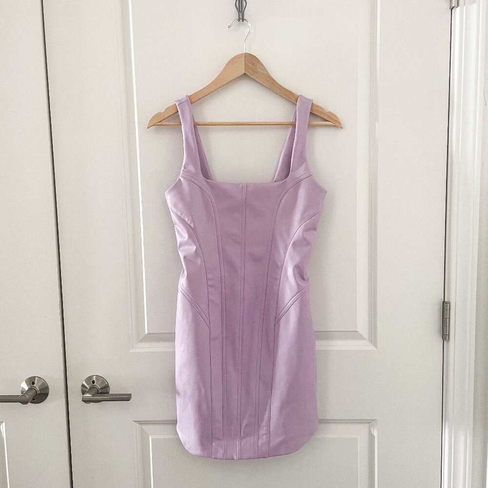 ALIX NYC Faux Leather Lavender Mini Dress
